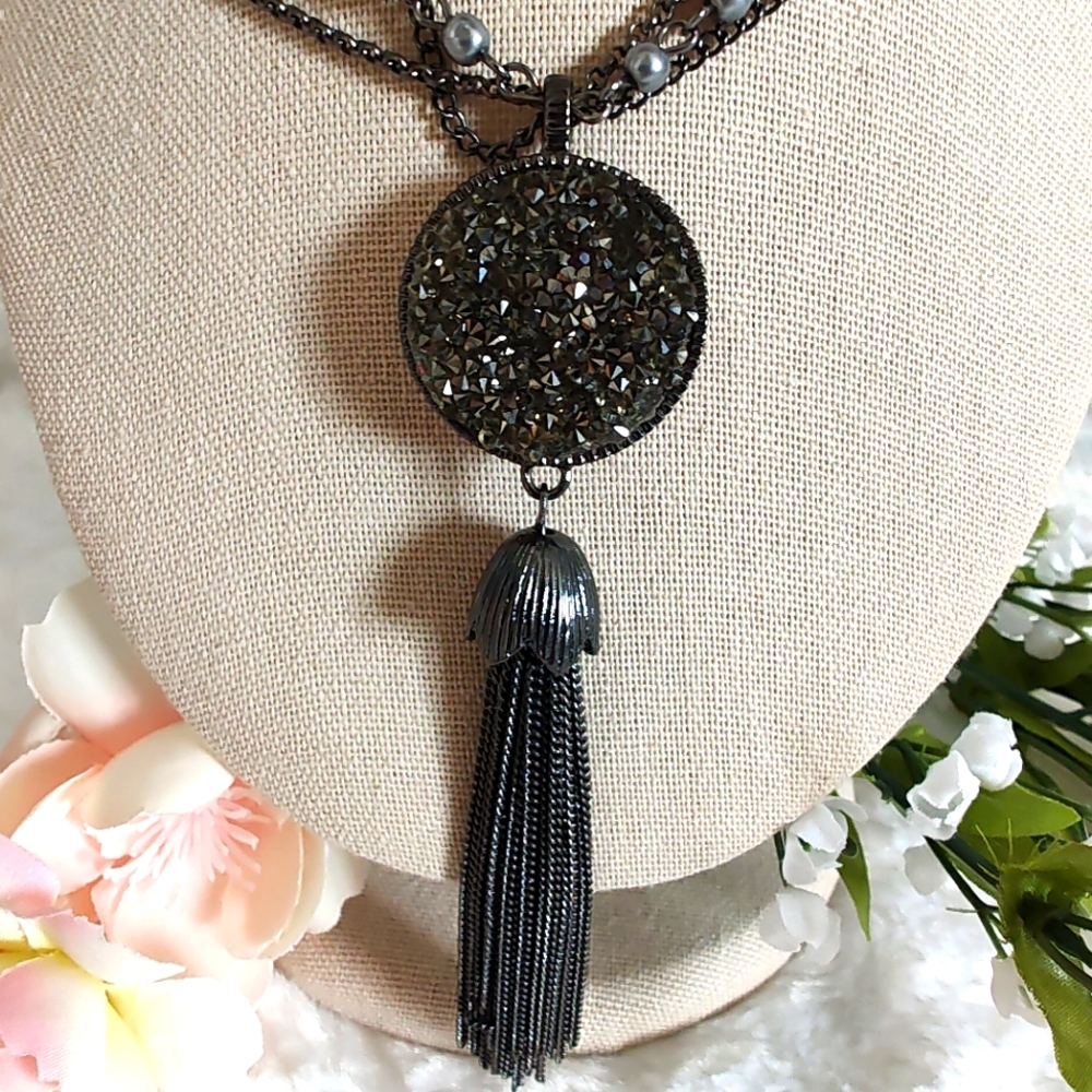 Simply Vera Wang Elegant Black Tassel Pendant Necklace